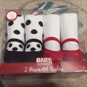 Baby Essentials White and Black Polka Dot Tights Set